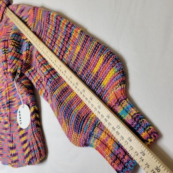 $295 NEW STAUD BENNY SUNSET PINK PURPLE ORANGE TURTLENECK SWEATER M MEDIUM NWT - Picture 3 of 11